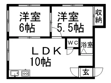 シャレード藤C(2LDK/2階)の間取り写真