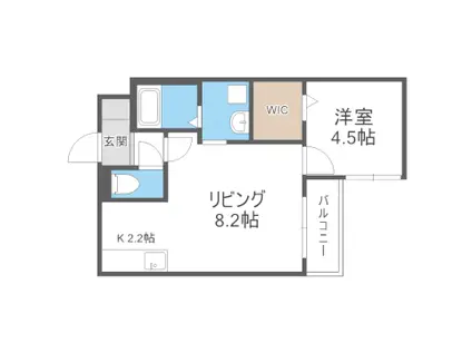 クチュール豊平美園(1LDK/4階)の間取り写真