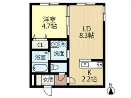 LOTUS FLEUR1(1LDK/4階)の間取り写真