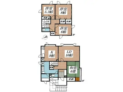 函館本線 厚別駅 徒歩18分 2階建 築31年(4LDK)の間取り写真