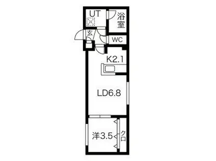 グランヴェール月寒中央(1LDK/3階)の間取り写真