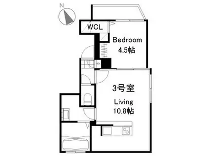 AXIS-WILL MISONO STA(1LDK/4階)の間取り写真