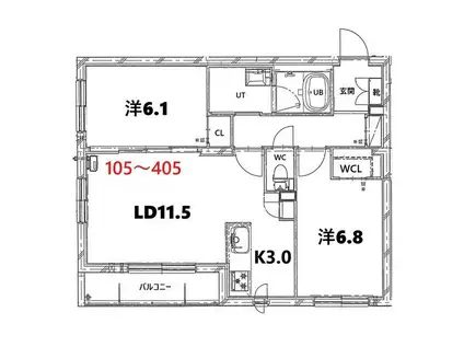 BASE厚別西(2LDK/4階)の間取り写真