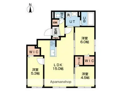ガルボ北広島(3LDK/3階)の間取り写真