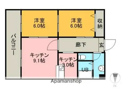 メゾンド・ケリー(2LDK/1階)の間取り写真