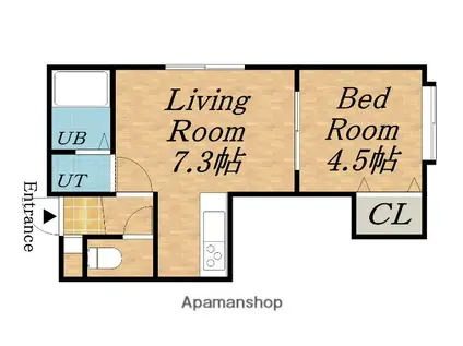 エルメスロード(1DK/2階)の間取り写真