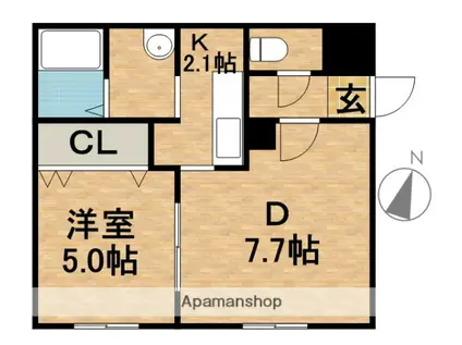 YELL北7条(1LDK/2階)の間取り写真