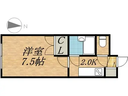 スタジオ9(1K/1階)の間取り写真