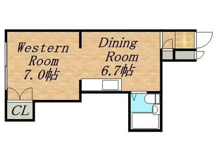 プレサント南10西11(1DK/1階)の間取り写真