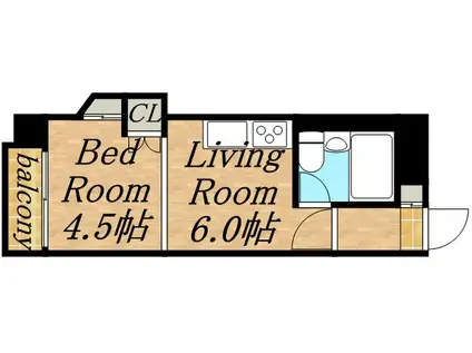 第27松井ビル(1DK/4階)の間取り写真