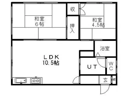 メゾン美樹A(2DK/1階)の間取り写真
