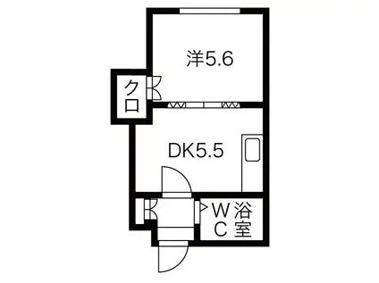 プレサント南10西11(1DK/1階)の間取り写真