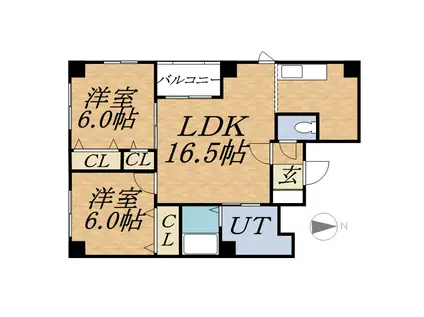 アンディール円山(2LDK/8階)の間取り写真