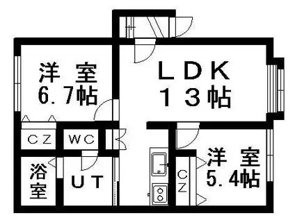 フィネ元町(2LDK/1階)の間取り写真