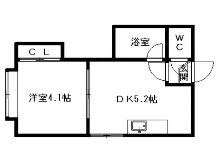 TS円山(1DK/2階)の間取り写真