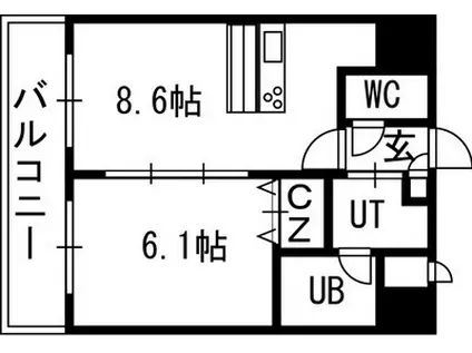 AMBIENTE619(1LDK/3階)の間取り写真