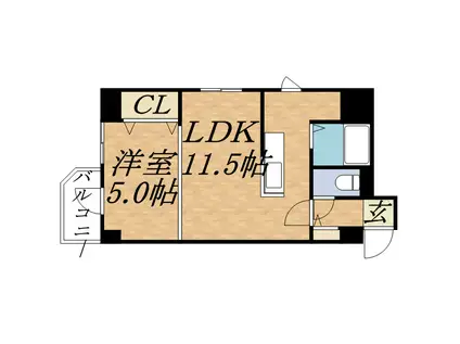 コトン大通中央(1LDK/2階)の間取り写真