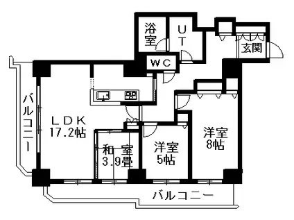 知事公館前タワーレジデンス(3LDK/8階)の間取り写真