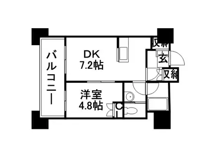 ラフィネタワー札幌南3条(1LDK/7階)の間取り写真
