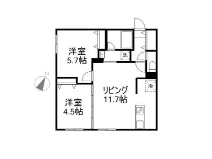 ラグゼマルヤマ(2LDK/4階)の間取り写真