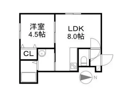 ステラ南5条(1DK/2階)の間取り写真