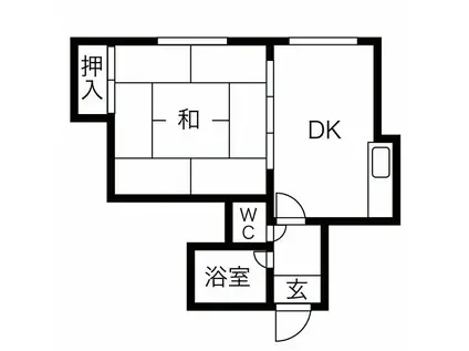 リリーハイツE棟(1DK/2階)の間取り写真