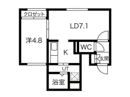 アイアール円山III(1DK/2階)の間取り写真