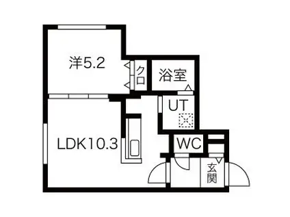 ALPHA東札幌A2(1LDK/1階)の間取り写真