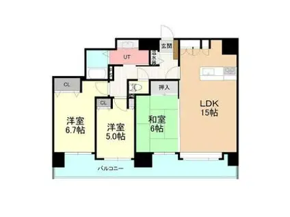 ダイアパレス円山領事館Ⅱ 602(3LDK/6階)の間取り写真