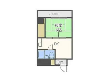 ドエル中島公園(1DK/3階)の間取り写真