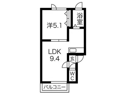 ハーモニー17(1LDK/1階)の間取り写真