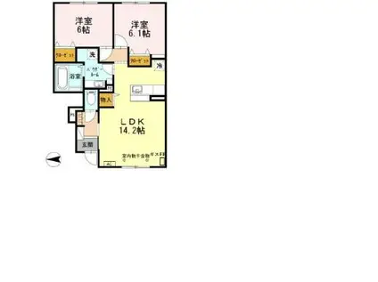 D-ROOM発寒(2LDK/1階)の間取り写真