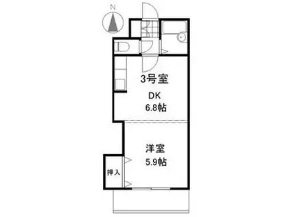 ハイツベールシバ(1DK/1階)の間取り写真