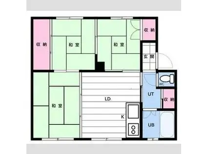 あけぼの団地33号棟(3DK/1階)の間取り写真
