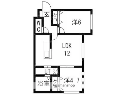 KKルミナス(2LDK/1階)の間取り写真