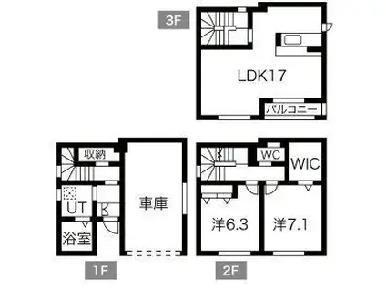札幌市東西線 西28丁目駅 徒歩5分 3階建 築3年(2LDK)の間取り写真