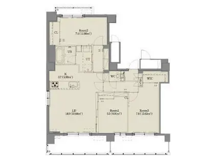 ジラフ大通西15プレミア(3LDK/11階)の間取り写真