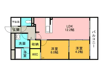 公園通ハイム(2LDK/2階)の間取り写真