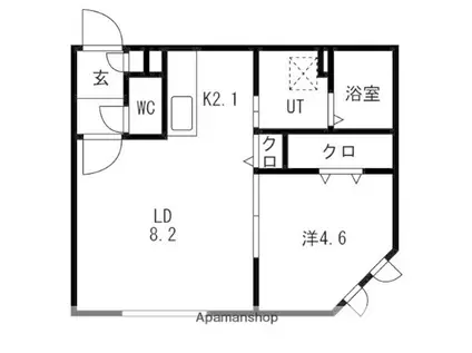 南19西8マンション(1LDK/3階)の間取り写真