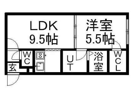 ステージノア東札幌(1LDK/1階)の間取り写真