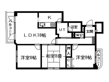ルーヴル21(3LDK/3階)の間取り写真
