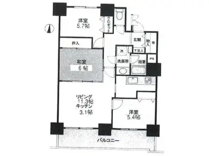 ライオンズマンション札幌スカイタワー(3LDK/23階)の間取り写真