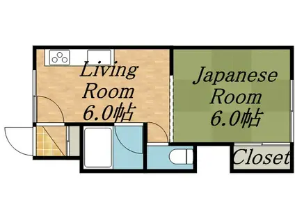 桜コーポ(1DK/3階)の間取り写真