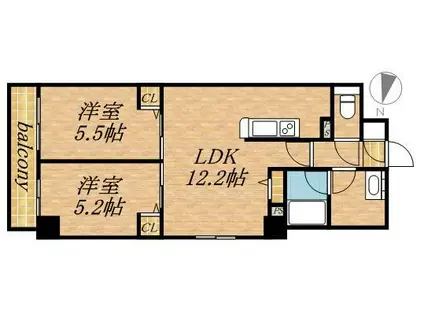 ビッグパレス南6条(2LDK/8階)の間取り写真