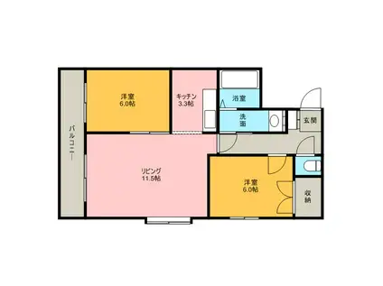 円山ガーデンヒルズ(2LDK/9階)の間取り写真