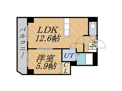 リュミエール北3条(1LDK/9階)の間取り写真