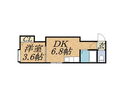 クリエイトS197A棟(1DK/3階)の間取り写真