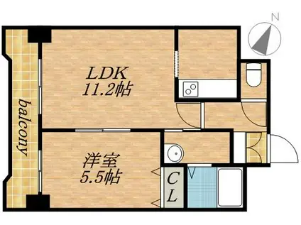 ティアラ資生館(1LDK/13階)の間取り写真