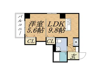 ビッグパレス南4条(1LDK/2階)の間取り写真