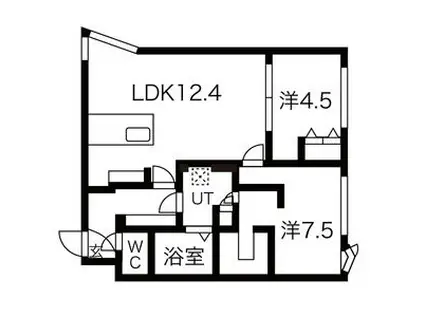 レブニーズザ・レジデンス二十四軒セカンド(2LDK/3階)の間取り写真